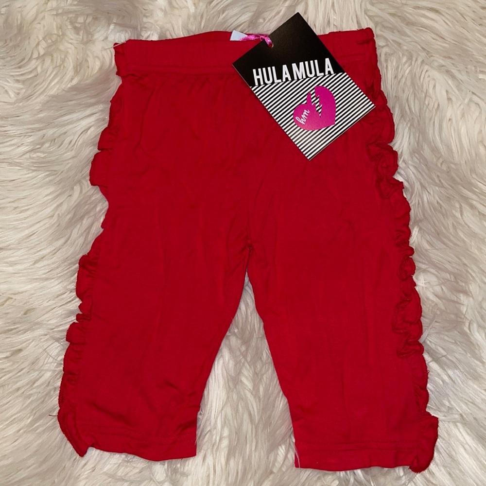 Hula Mula Red Ruffle Leggings